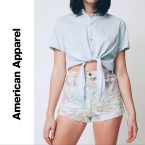 American Apparel Classic High Waisted Denim Shorts - Tropical Stone Wash